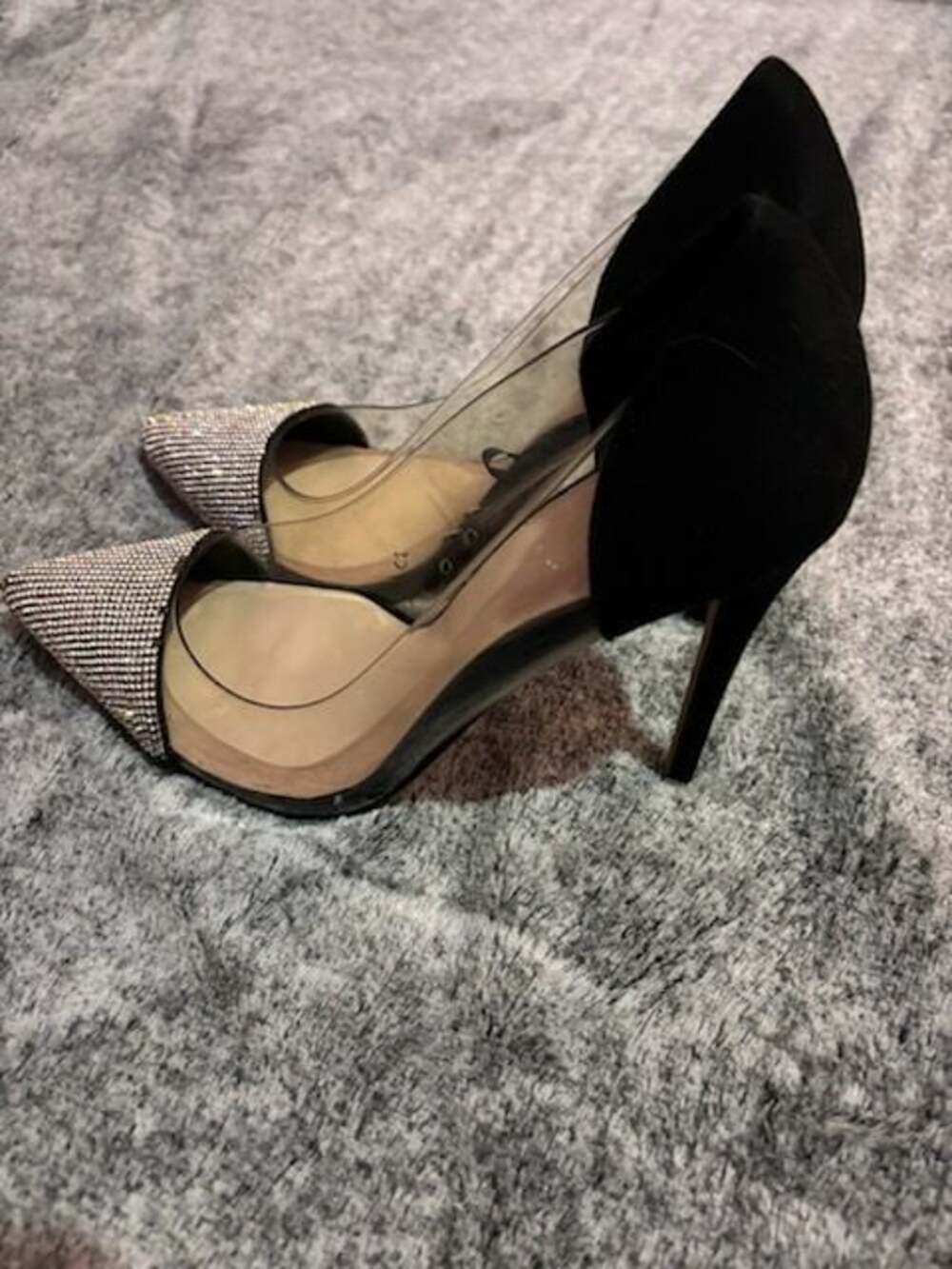 Aldo Mirori Pointed Toe Clear PVC Rhinestone Pumps 8